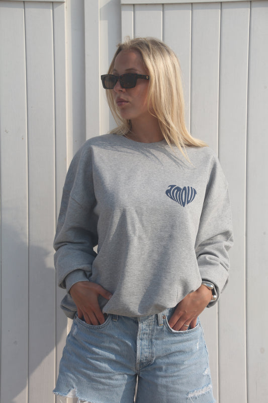 Amour Antwerp Grey Heart Crewneck