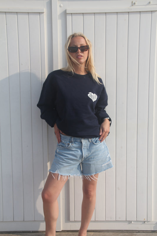 Amour Antwerp Navy Heart Crewneck