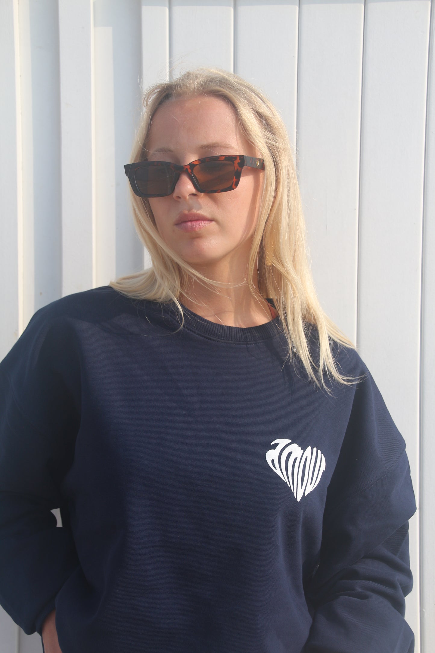 Amour Antwerp Navy Heart Crewneck